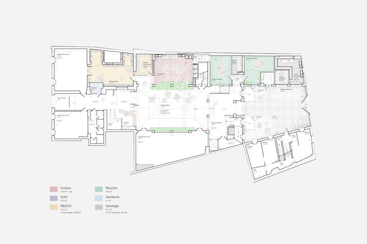 Panorama, bureau d’architecture : ENM : Aménagement du hall